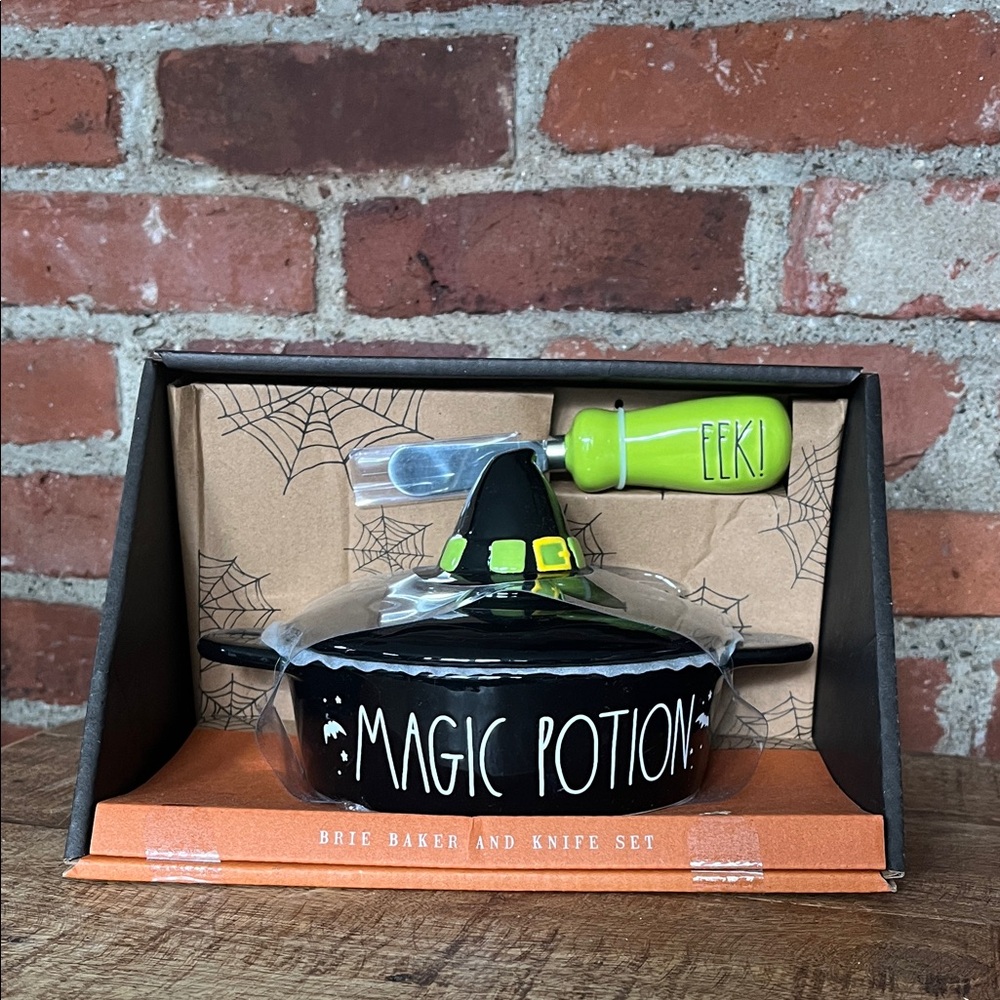 Rae Dunn Black and Green Magic Potion Brie Baker Set